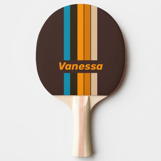 Espresso Drift Pin Striped with Name Ping Pong Paddle (Front)
