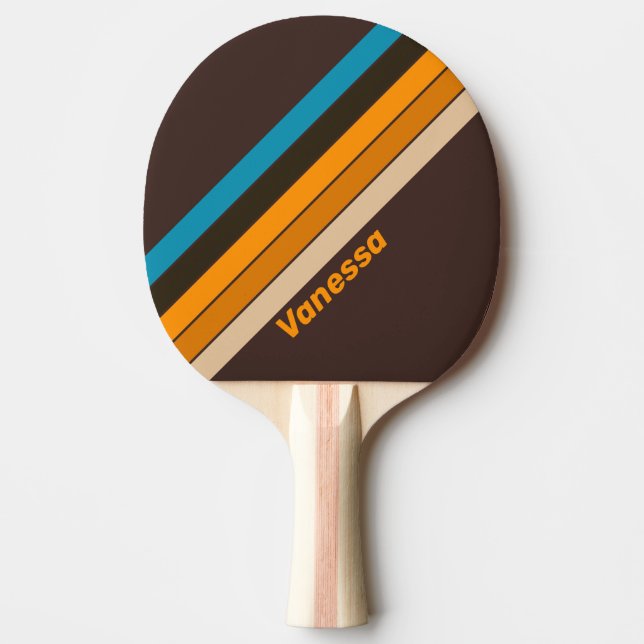 Espresso Drift Striped with Name Ping Pong Paddle (Front)