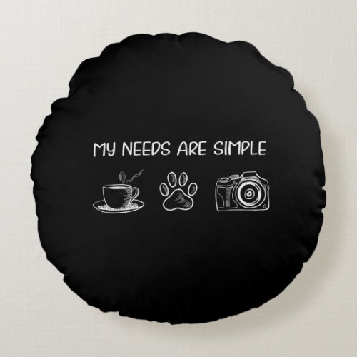 Espresso Dslr Australian Shepherd Bulldog Photogra Round Pillow