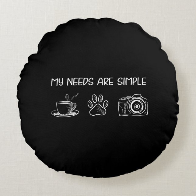 Espresso Dslr Australian Shepherd Bulldog Photogra Round Pillow (Front)