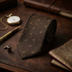 Espresso Herringbone Pheasant Scatter Neck Tie