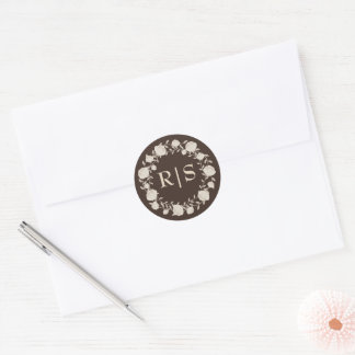 Espresso Luxe Brown and Beige Wedding Classic Round Sticker