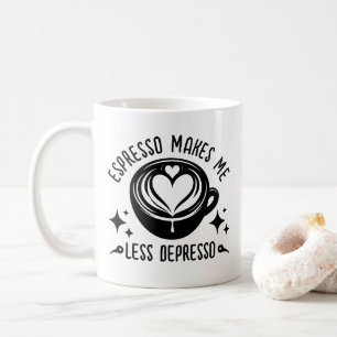 Espresso Makes Me Less Depresso Coffee Addict Cool Mug