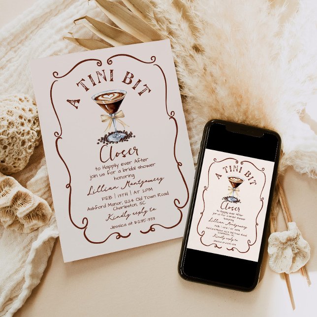 Espresso Martini A Tini bit Closer Bridal Shower Invitation (Creator Uploaded)