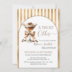 Espresso martini 'A tini bit Older' gold birthday Invitation