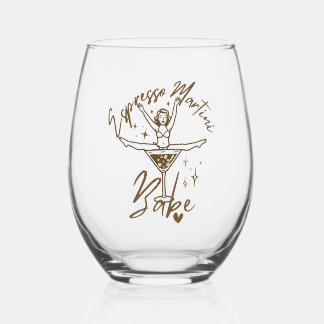 Espresso Martini Babe  Stemless Wine Glass