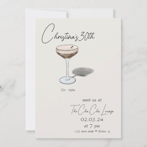 Espresso Martini Birthday Invitation  
