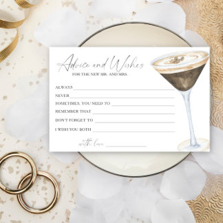 Espresso Martini Bridal Shower Advice and Wishes Stationery