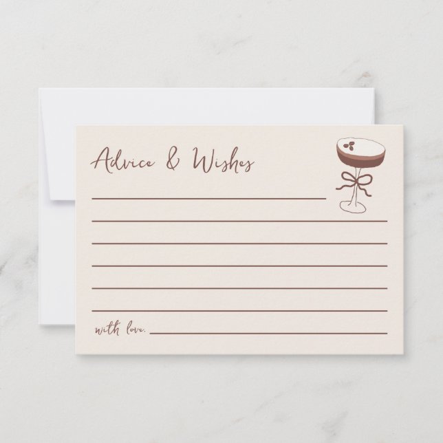 Espresso Martini Bridal Shower Advice & Wishes Note Card (Front)