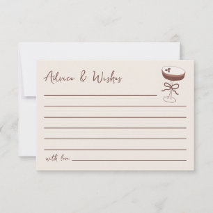 Espresso Martini Bridal Shower Advice & Wishes Note Card
