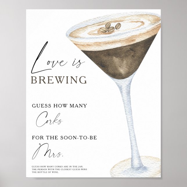 Espresso Martini Bridal shower How Many Corks  Poster (Front)