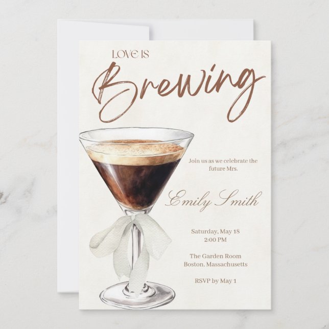 Espresso Martini Bridal Shower Invitation  (Front)
