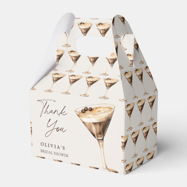 Espresso Martini Bridal Shower Thank You Favor Boxes (Front Side)