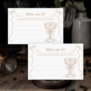 Espresso Martini Bridal shower Who am I game Stationery
