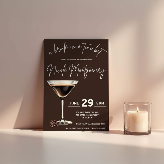 Espresso Martini Bride in a Tini Bit Bridal Shower Invitation (Creator Uploaded)