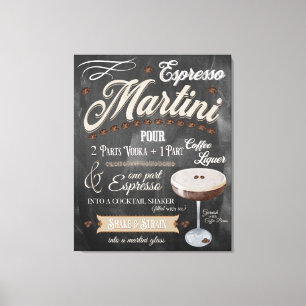 Espresso Martini Chalkboard Recipe Canvas Print