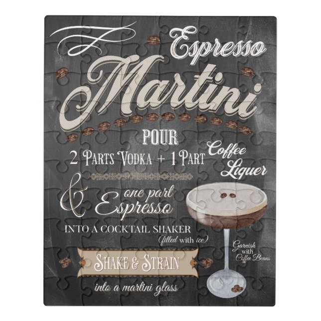 Espresso Martini Chalkboard Recipe Jigsaw Puzzle (Puzzle Vertical)