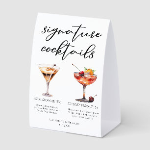 Espresso Martini Cherry French 75 Cocktails Menu Paper Table Tent