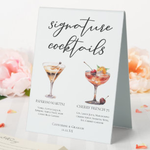 Espresso Martini Cherry French 75 Cocktails Menu Table Tent