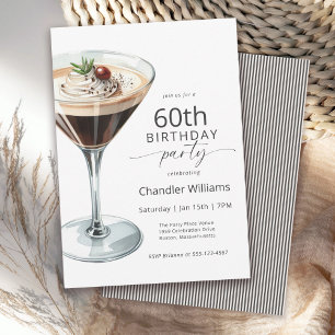 Espresso Martini Cocktail 60th Birthday Party Invitation
