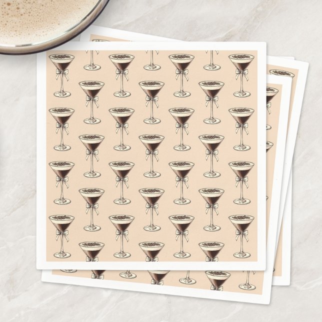 Espresso Martini Cocktail Pattern Brown Birthday Napkins (Espresso Martini Cocktail Pattern Brown Birthday Napkins)