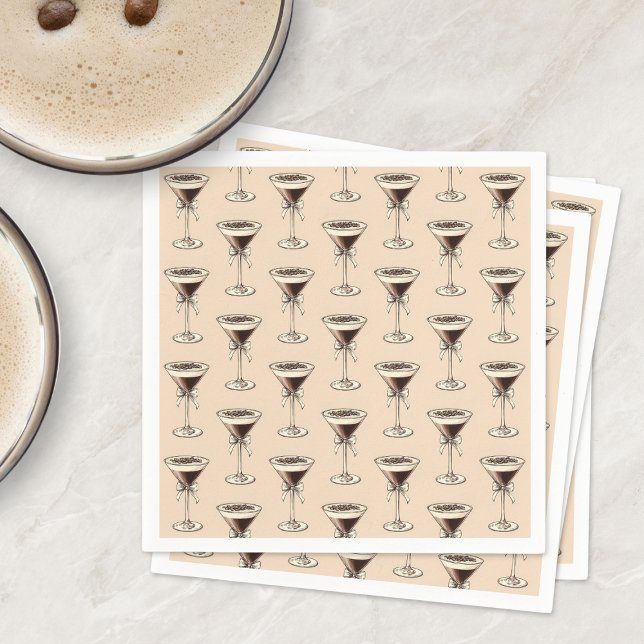 Espresso Martini Cocktail Pattern Brown Birthday Napkins (Espresso Martini Cocktail Pattern Brown Birthday Napkins)