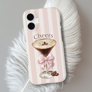 Espresso Martini Cocktail Pink Stripes Cheers iPhone 17 Case