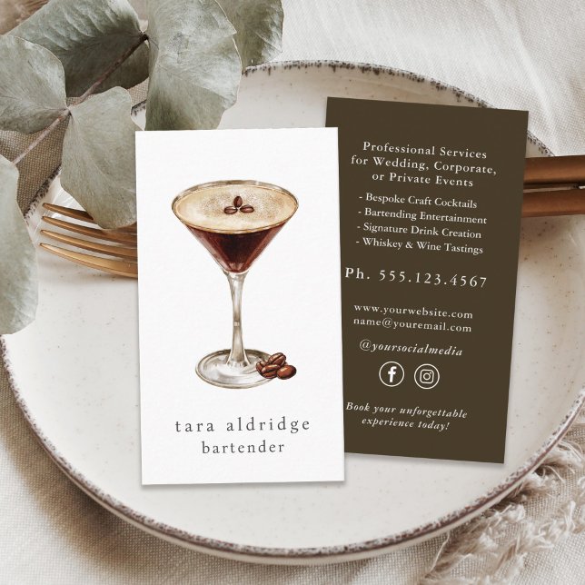 Espresso Martini Cocktail Professional Bartender Business Card (Creator Uploaded)