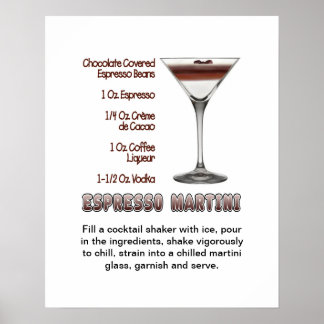 Espresso Martini Cocktail Recipe 16"x20" Poster