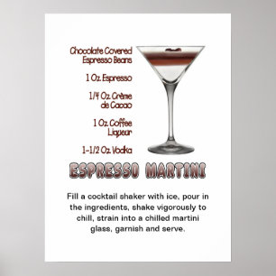 Espresso Martini Cocktail Recipe Art 18"x24" Poster