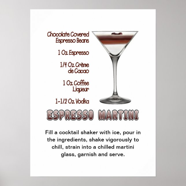 Espresso Martini Cocktail Recipe Art 18"x24" Poster (Front)