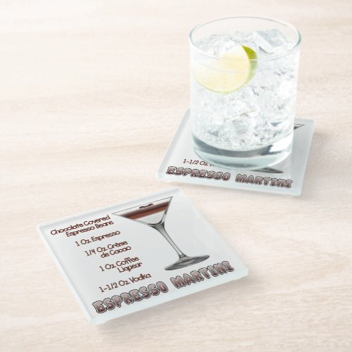Espresso Martini Cocktail Recipe Art Glass Coaster