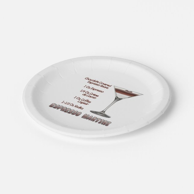 Espresso Martini Cocktail Recipe Art Paper Plates (Angled)