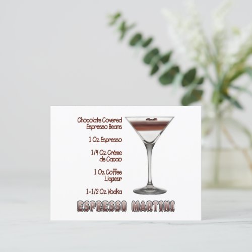 Espresso Martini Cocktail Recipe Art Postcard