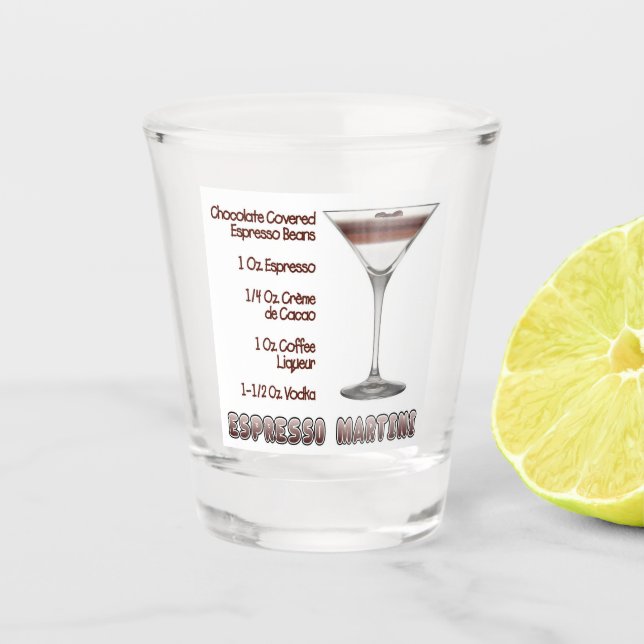 Espresso Martini Cocktail Recipe Art Shot Glass (Front)