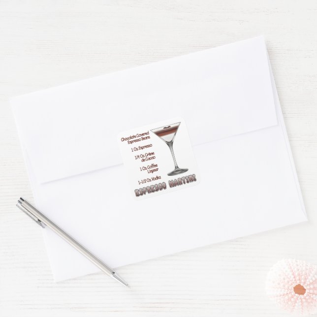 Espresso Martini Cocktail Recipe Art Square Sticker (Envelope)