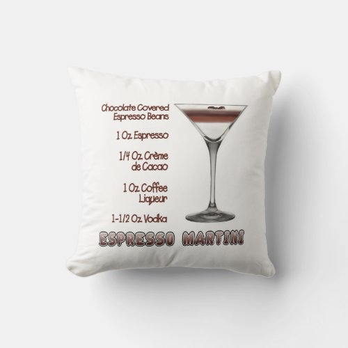 Espresso Martini Cocktail Recipe Art Throw Pillow