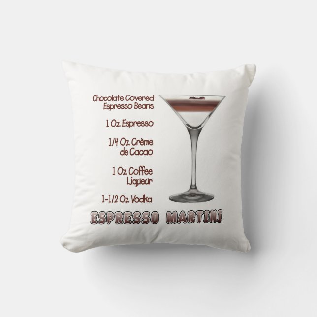 Espresso Martini Cocktail Recipe Art Throw Pillow (Front)