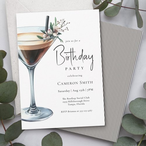 Espresso Martini Cocktail Theme Birthday Party Invitation