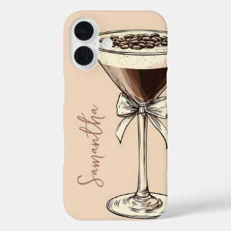 Espresso Martini Coffee Lover Personalized Brown iPhone 16 Case
