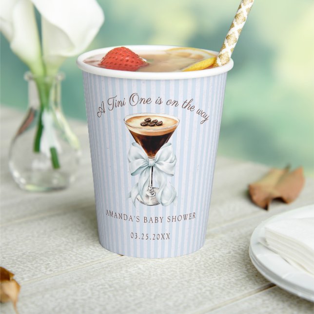 Espresso Martini Coquette Bow Baby Shower Paper Cups (Insitu)