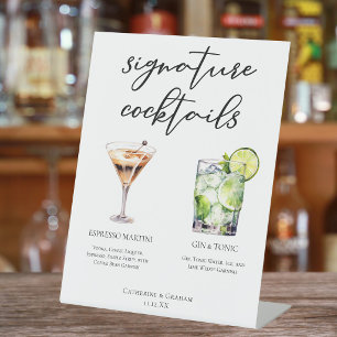 Espresso Martini Gin & Tonic Cocktail Wedding Menu Pedestal Sign