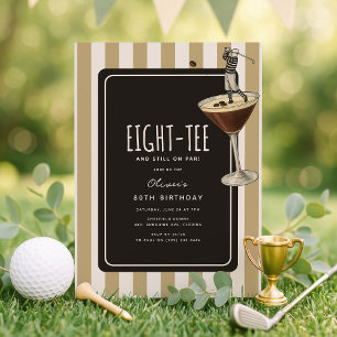 Espresso Martini Golf Themed 80th Birthday Invitation