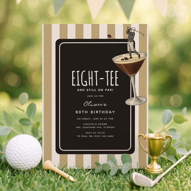 Espresso Martini Golf Themed 80th Birthday Invitation (Creator Uploaded)