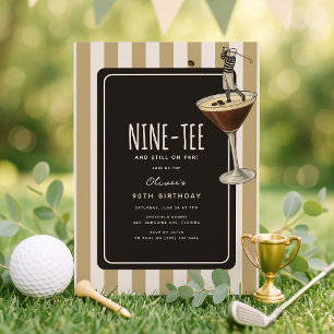 Espresso Martini Golf Themed 90th Birthday Invitation