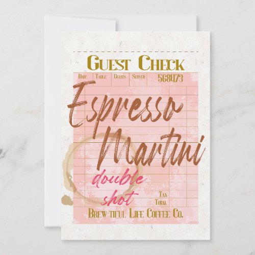 Espresso Martini Guest Check Receipt Typography 