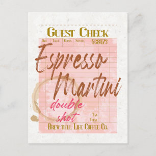 Espresso Martini Guest Check Receipt Typography Postcard