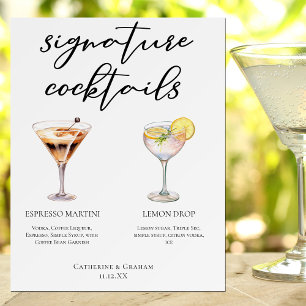 Espresso Martini Lemon Drop Cocktails Wedding Menu Foam Board