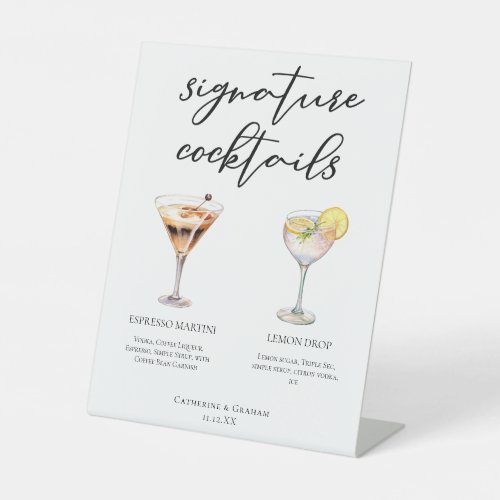 Espresso Martini Lemon Drop Cocktails Wedding Menu Pedestal Sign