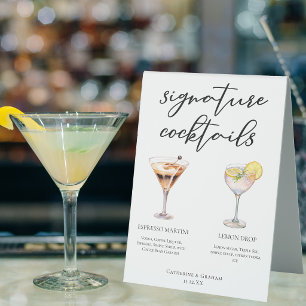 Espresso Martini Lemon Drop Cocktails Wedding Menu Table Tent